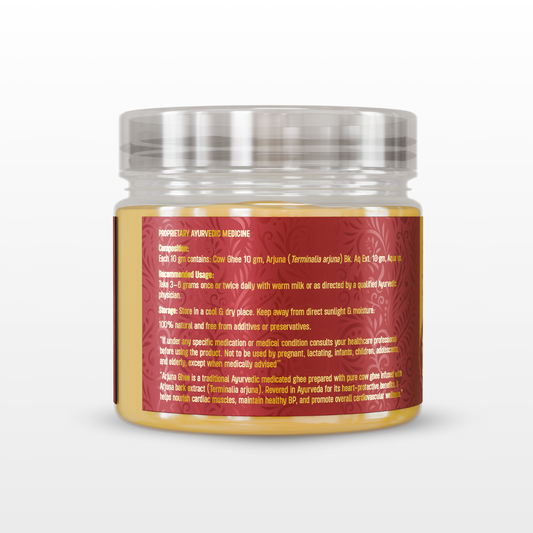Back label and usage instructions of Arjun Ghee 