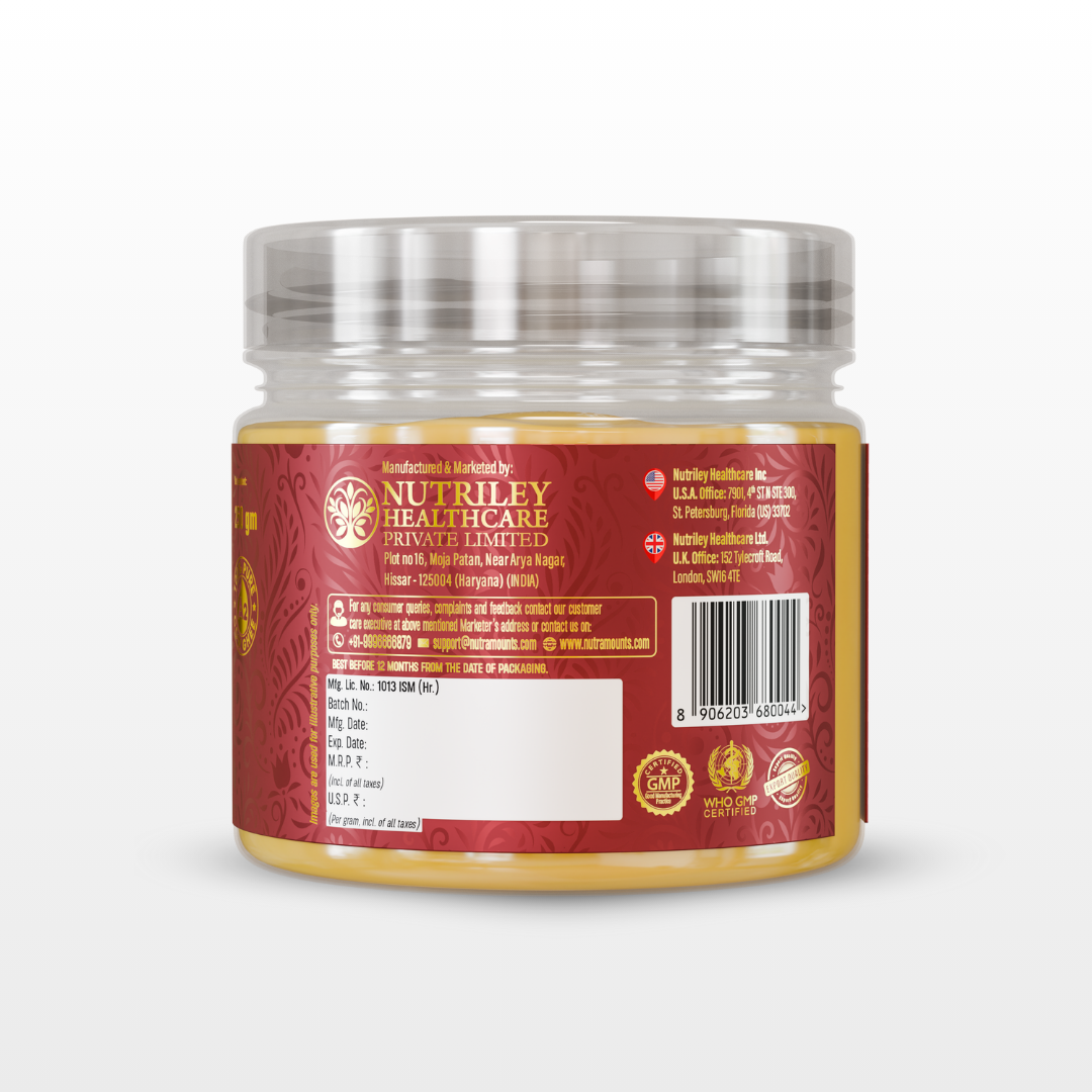 Back label of Arjun Ghee jar
