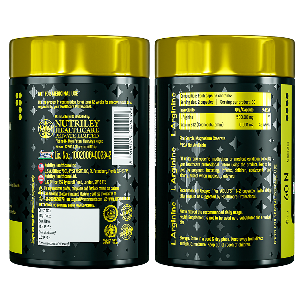 Back label of nutramount's L arginine